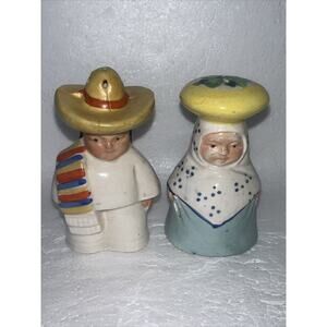 Vintage Ceramic Salt And Pepper Shakers Hispanic Mexican Couple, Made in Japan